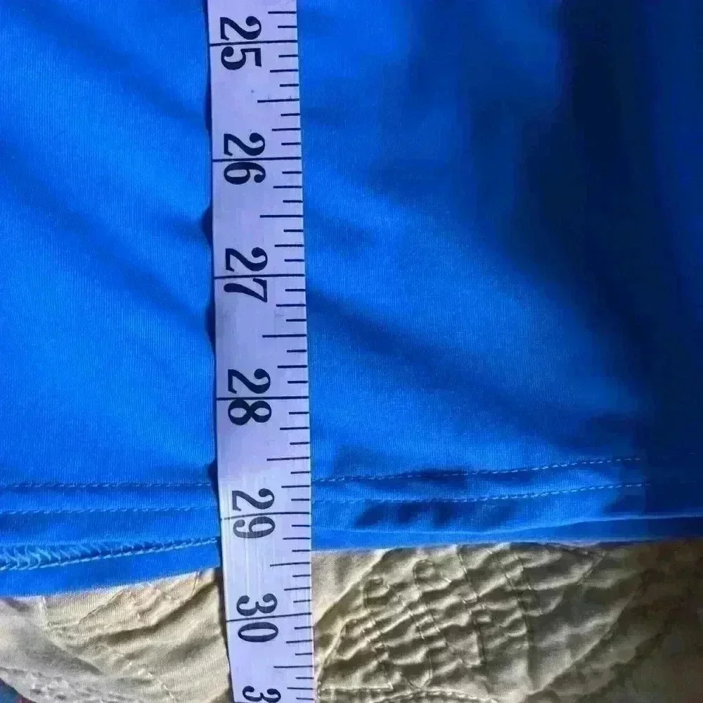 Lands End 6L blue swim dress. Adj straps, full suit under dress. Lined. EUC.